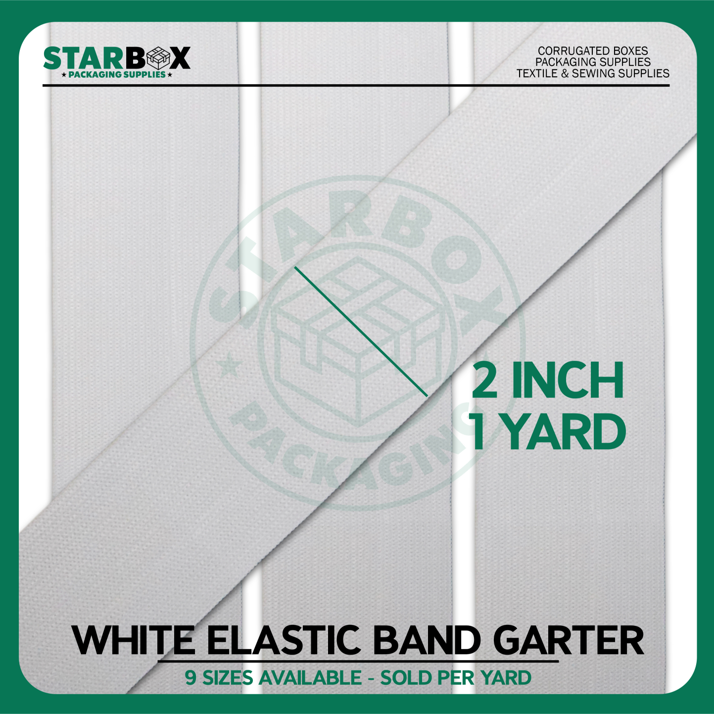 Starbox White Elastic Band Garter (Sold Per Yard) Made in Korea