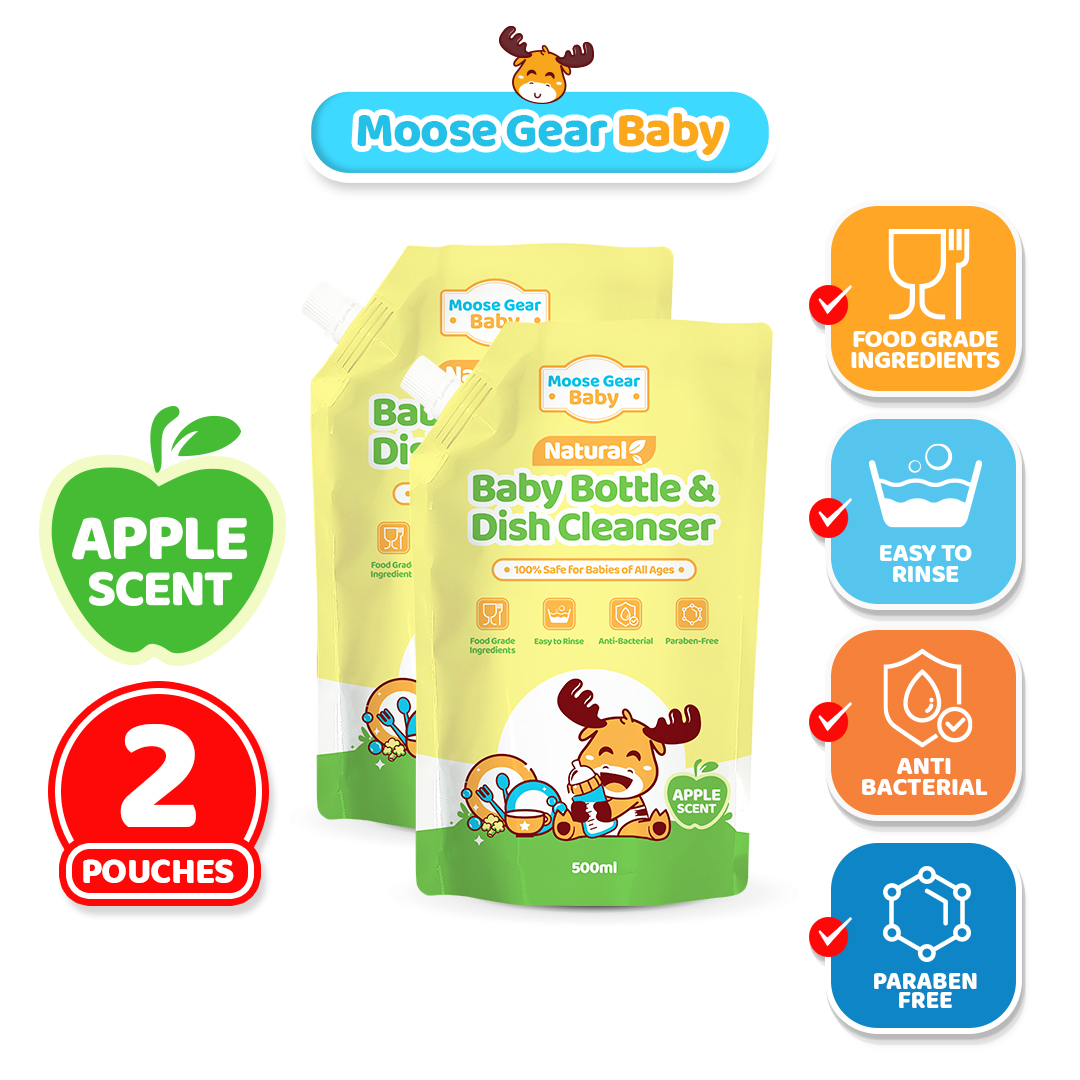 Moose Gear Baby Bottle Cleanser 500ml 2PACKS (Apple Scent) Antibacterial Resealable Leak Proof Cap