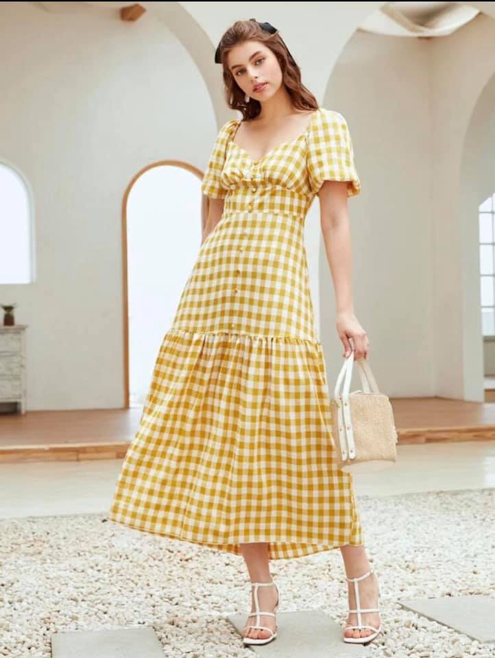 checkered maxi dress