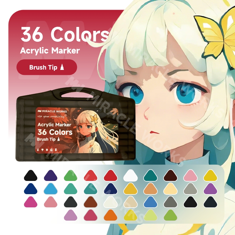 MW 24/36/48/60/80 Colors Brush Tip Acrylic Markers Paint Pens Touch Markers Highlighter Pen Painting