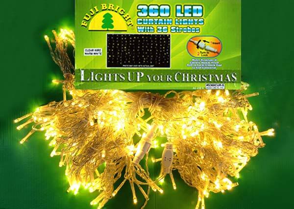 FUJI BRIGHT 360 LED CURTAIN STEADY W/ 36 STROBES & END CONNECTOR CHRISTMASLIGHTS