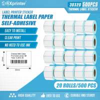 Xprinter 20 Rolls 30X20mm Thermal Label Sticker Paper 30mmX20mm Thermal Adhesive Sticker Barcode Printer Labels 500PCS