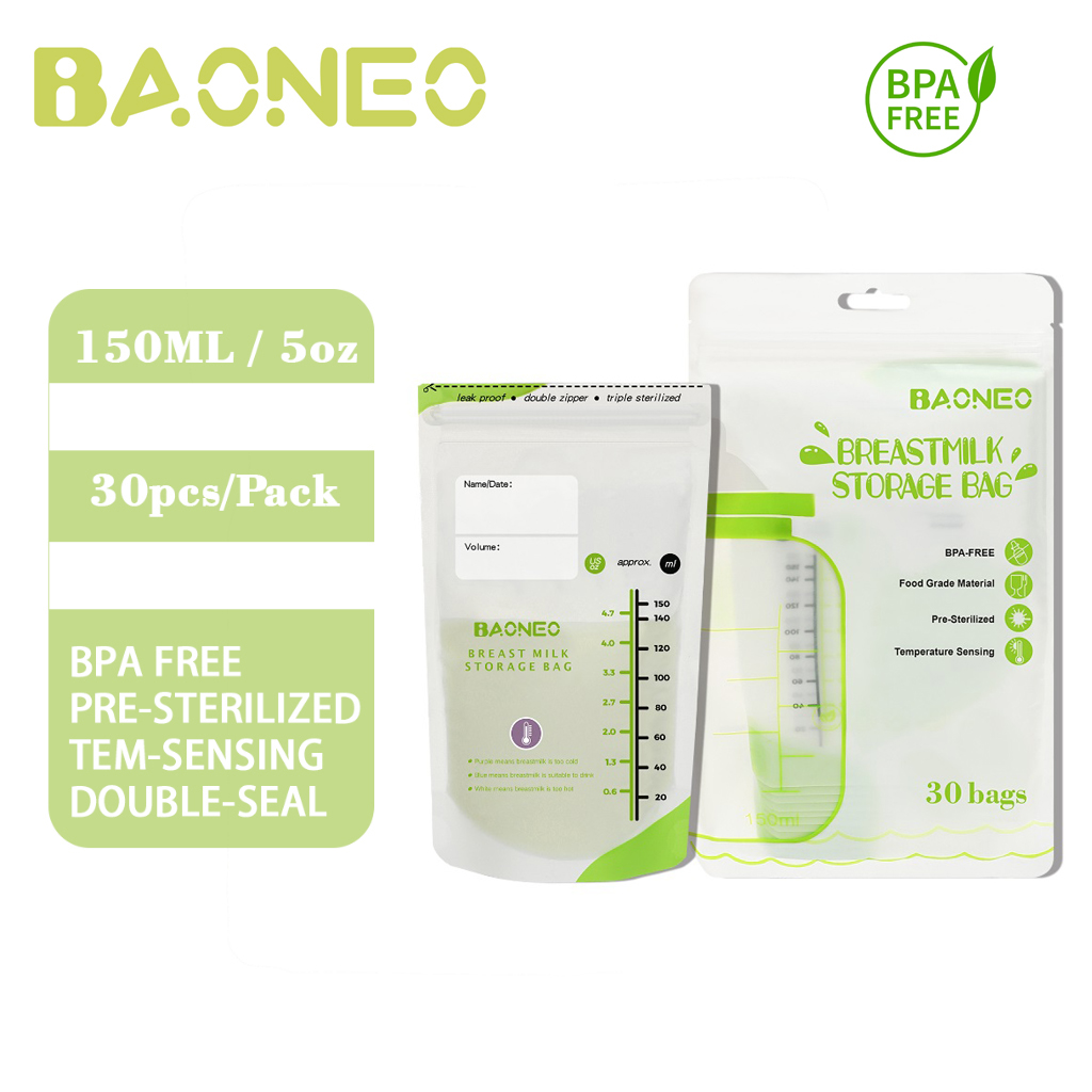 BAONEO Breast Milk Storage Bags BPA-Free 30Pcs 150ml/5oz
