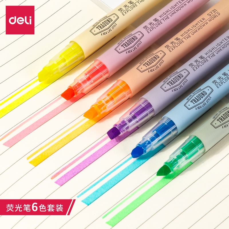 Deli 6 Color Highlighter Pen Set For School Supplies Bright Color S624