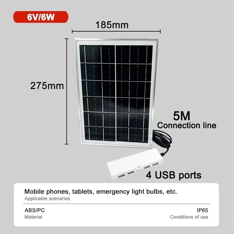 Outdoor Camping 10W Solar Charging Panel 6V 4 USB Fast Charging IP66 Waterproof Solar Power Supply