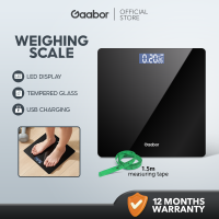 Gaabor Digital Weighing Scale Human Electronic Tempered Glass Weight Scale for body Large LED HD Display and Room temperature display USB Charging Bathroom Scale