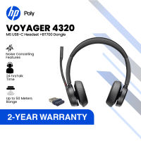 HP Poly Voyager 4320 Stereo Wireless Bluetooth Headsets USB-C With BT700 Dongle Headphones