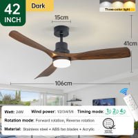 Gogeous ceiling fan with light modern design 42/48 inch 3 blades big size ceiling fan with lights and remote heavy duty nordic 3 color dimming 6-speed wind ceiling fan light dc motor wood grain fan light for living room dinning room library meeting room