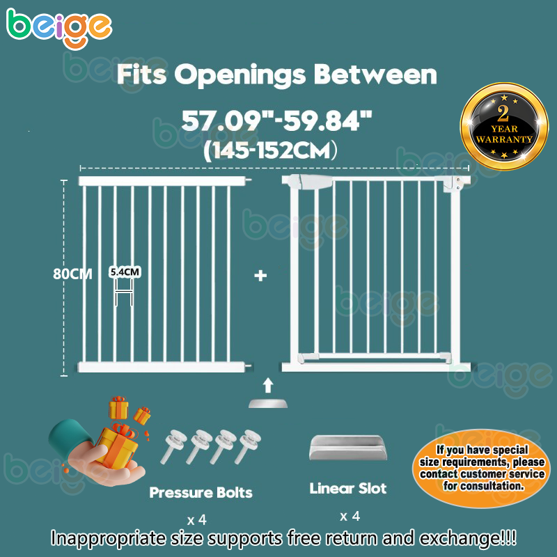 Beige Safety Gate Fence Barrier for Baby Child Dog Pet Stairs Sturdy Adjustable Indoor Dog Gate Baby Door