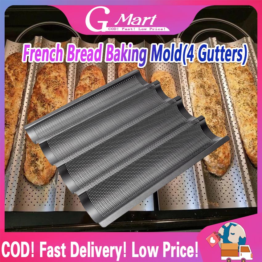 Details about   Non-Stick Baking Tray For French Bread Carbon Steel Bake Mold Pan 4 Groove Wave 
