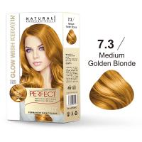Medium Golden Blonde Permanent Hair Color Set - 7.3 Glow Wish Keratin Hair Color Oxidant Tinting brush Gloves