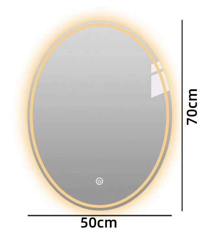 ZAM0T0 oval Bathroom mirror with light smart makeup mirror bathroom bedroom dresser hotel bathroom mirror wall mounted waterproof one-touch three-color dimmable 50*70/70*90cm