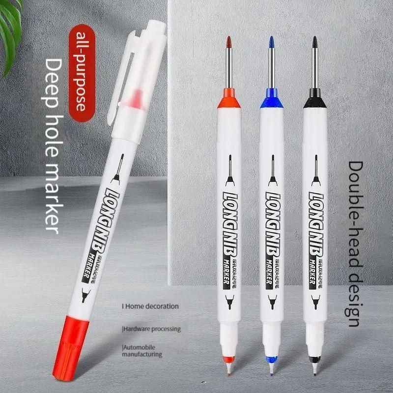 6Pcs/Set 20m Deep Hole Long Nib Head Markers For Metal Perforating Pen Waterproof Bathroom Woodworking Decoration Multi-Purpose