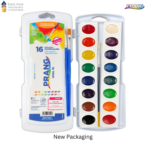 Prang Watercolor Set 16 Colors New Packaging w/ free 2 brushes 9.5x4 inches