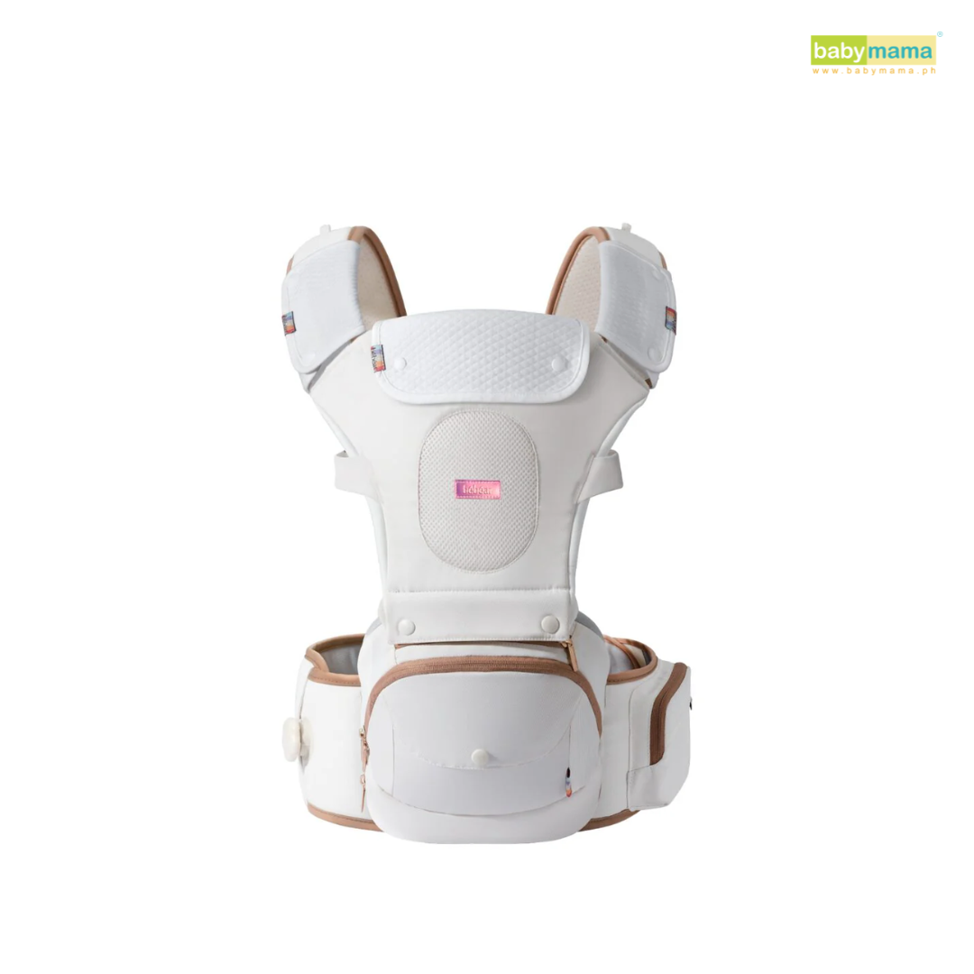 Bebear aX Aero Pro Foldable Aluminum Hip Seat Carrier - Pearl White | Baby Diaper Bag Travel Backpack Carrier Essentials