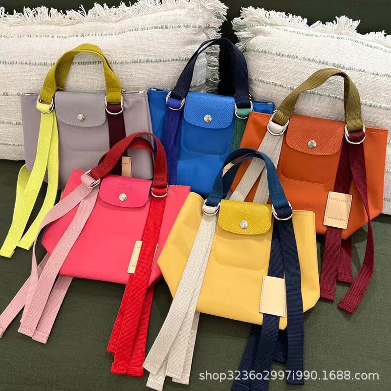 2023 New Contrast Nylon Tote Bag Ribbon Canvas Bag Small Handbag Casual Women's Bag