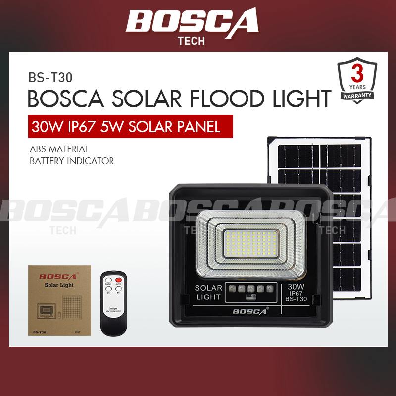 BOSCA Solar Flood Light BS-T 30W 50W 100W 200W 300W IP67 solar flood light remote control Battery Indicator solar panel 5W 8W 10W 18W 25W BS-T30 BS-T50 BS-T100 BS-T200 BS-T300 Hot sale
