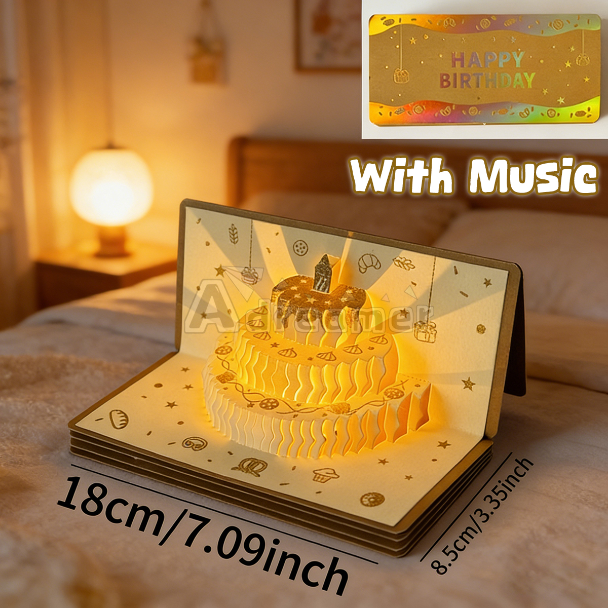 3D Birthday Red Envelope 6 slots Money Envelope Music Light Greeting Card Cash Holder Birthday Gift 2026 Creative Folding Red Envelope Music Light Decoration Lucky Money Envelope Birthday Gift