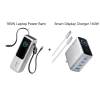 【Bundle Set】 Anker Laptop Power Bank & Charger — 165W 25000mAh Built-In Retractable Cable + 140W 4-Port GaN Charger A1695 B2697