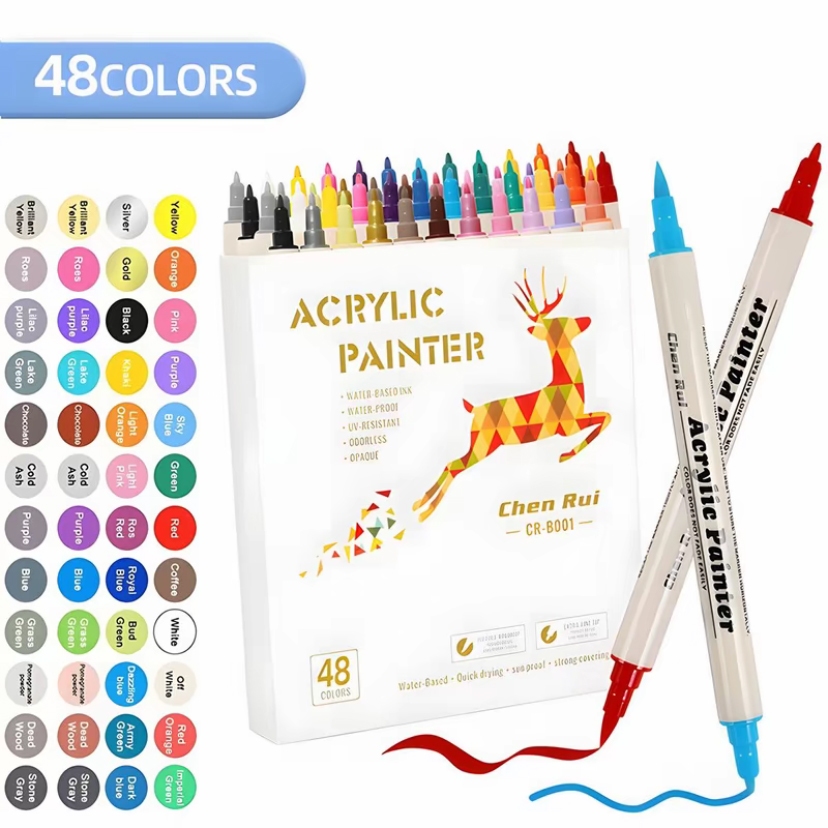 12/24//60/80 Colors Dual Tip Acrylic Marker Pen Set Coloring Set Highlighter Pen Color Marker Set Art Supplies
