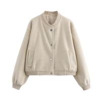 YATO New womens casual long-sleeved woolen short jacket pilot coat