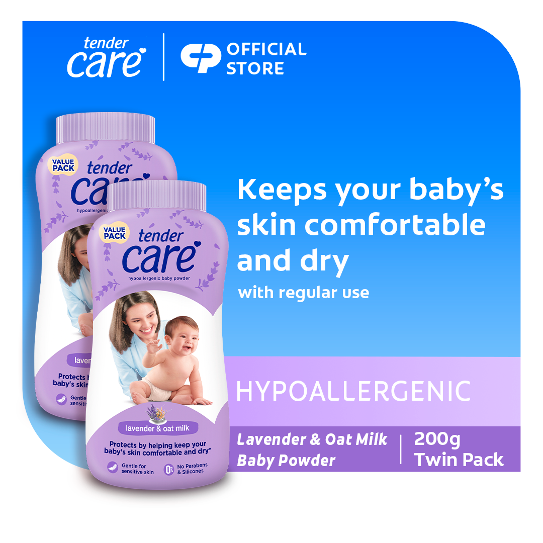 Tender Care Lavender & Oat Milk Baby Powder Hypoallergenic & Dermatologically Tested 200g x2
