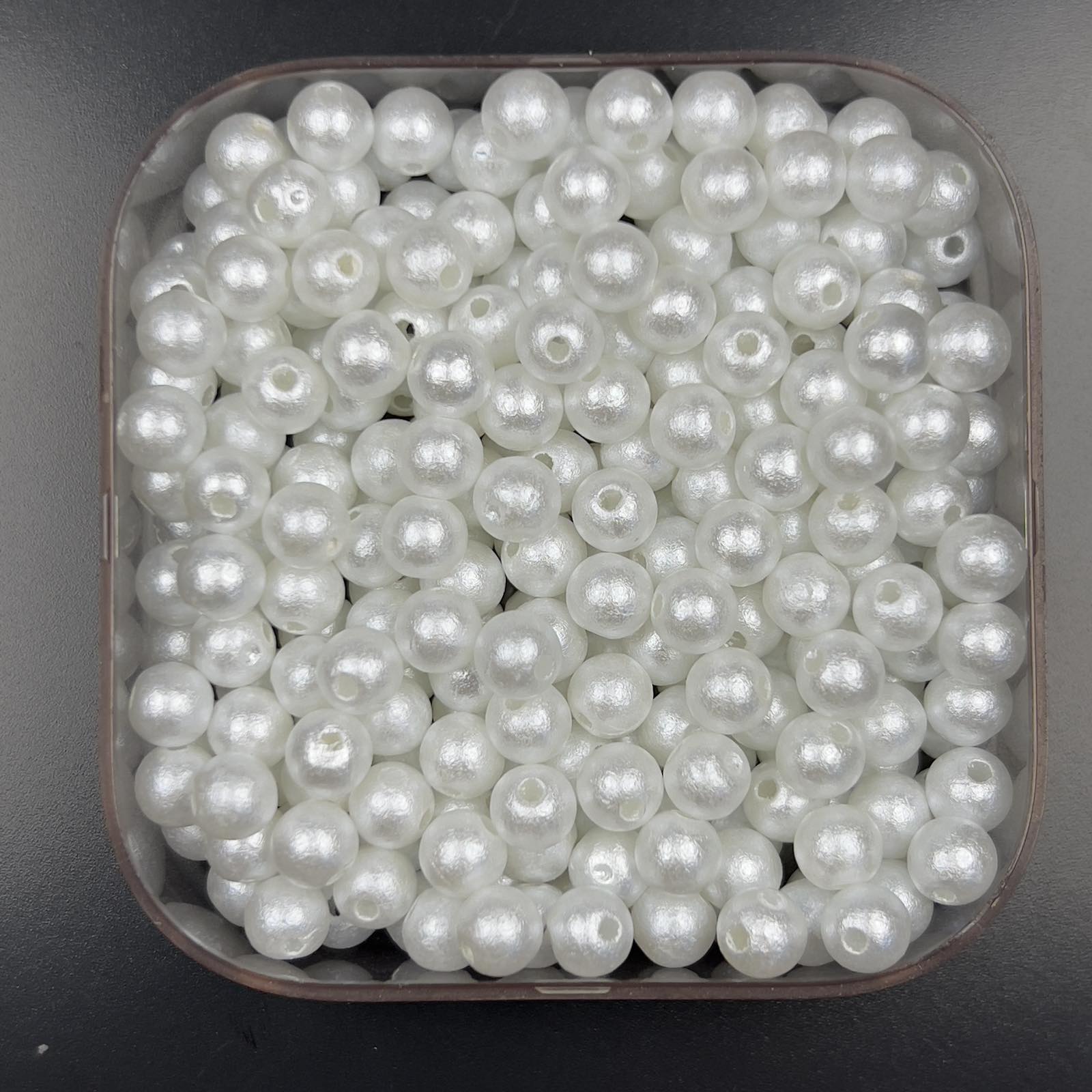 100 Pcs Matte Round Beads 6mm White Pearl Faux DIY Beads Art and Craft