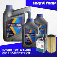 Hyundai XTeer HD Ultra 10W-40 API CK-4 Synthetic Change Oil Bundle For Hyundai Getz CRDI / Hyundai Accent ( 2006 - 2010 ) ( 6 Liters + Vic O-006 )