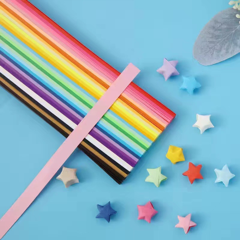 540Pcs Stars Origami Paper Strips Fold DIY Hand Crafts Colorful Cartoon Lucky Star Decoration Paper