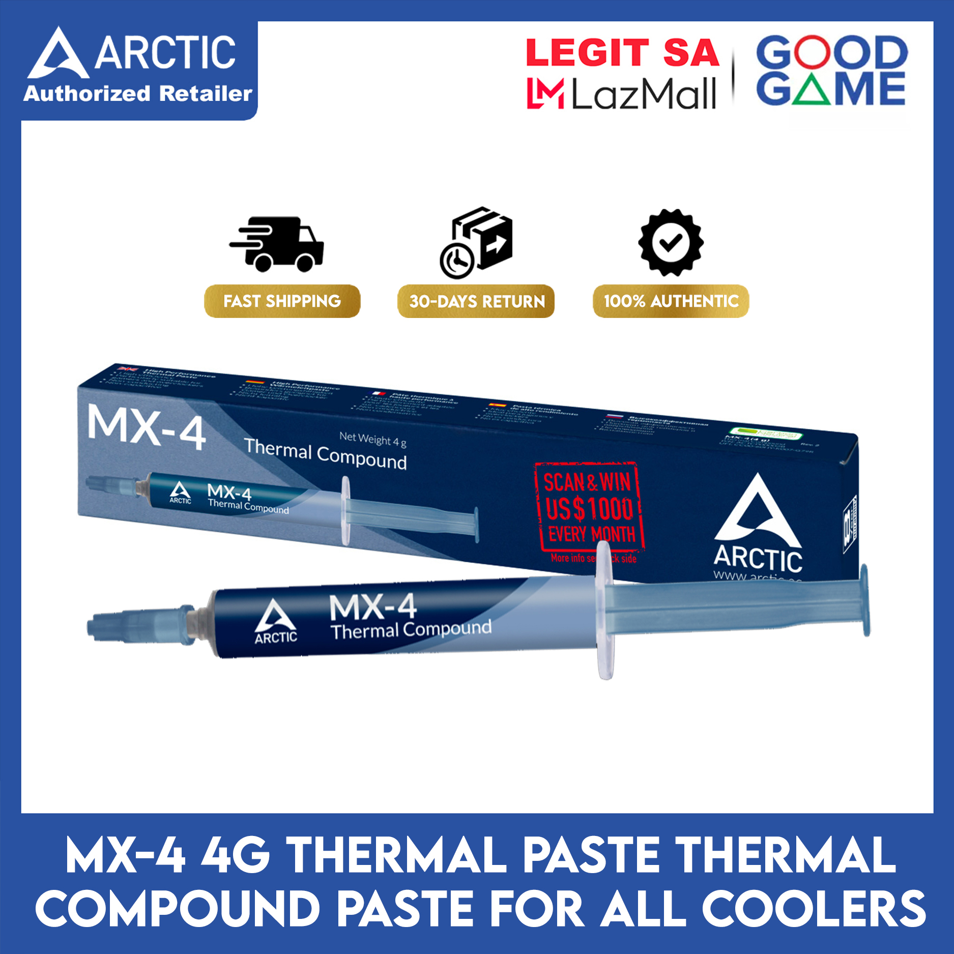 Arctic MX4 4g Thermal Compound Paste ALL CPU Coolers with Extremely