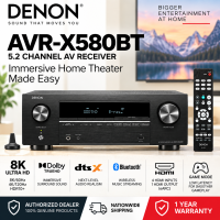 Denon AVR-X580BT 5.2ch 8K AV Receiver Bluetooth Home Theater Amplifier w/ Room Calibration AVRX580BT