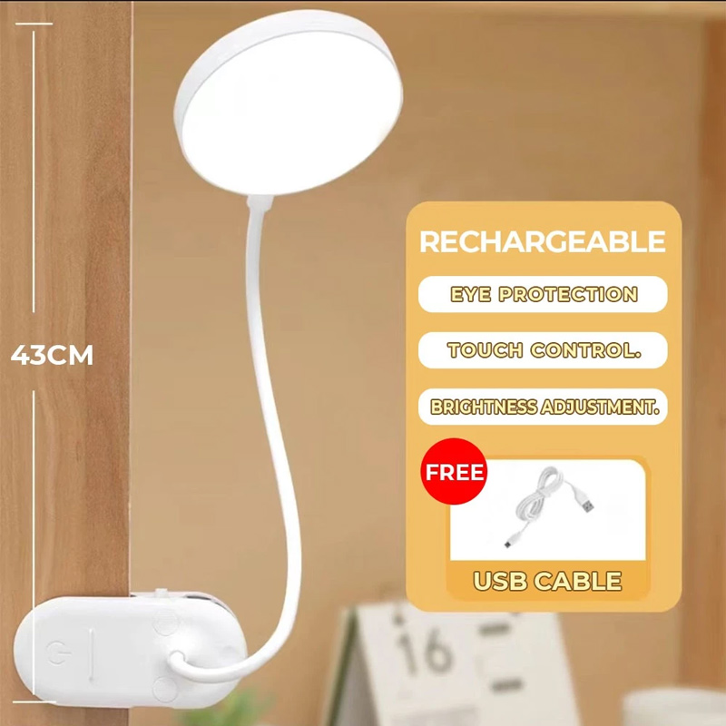 1pcs Rechargeable Table Lamp USB Lamp Shade For Bedroom Dim Clip Desk Lamp Mini Study Light For Room
