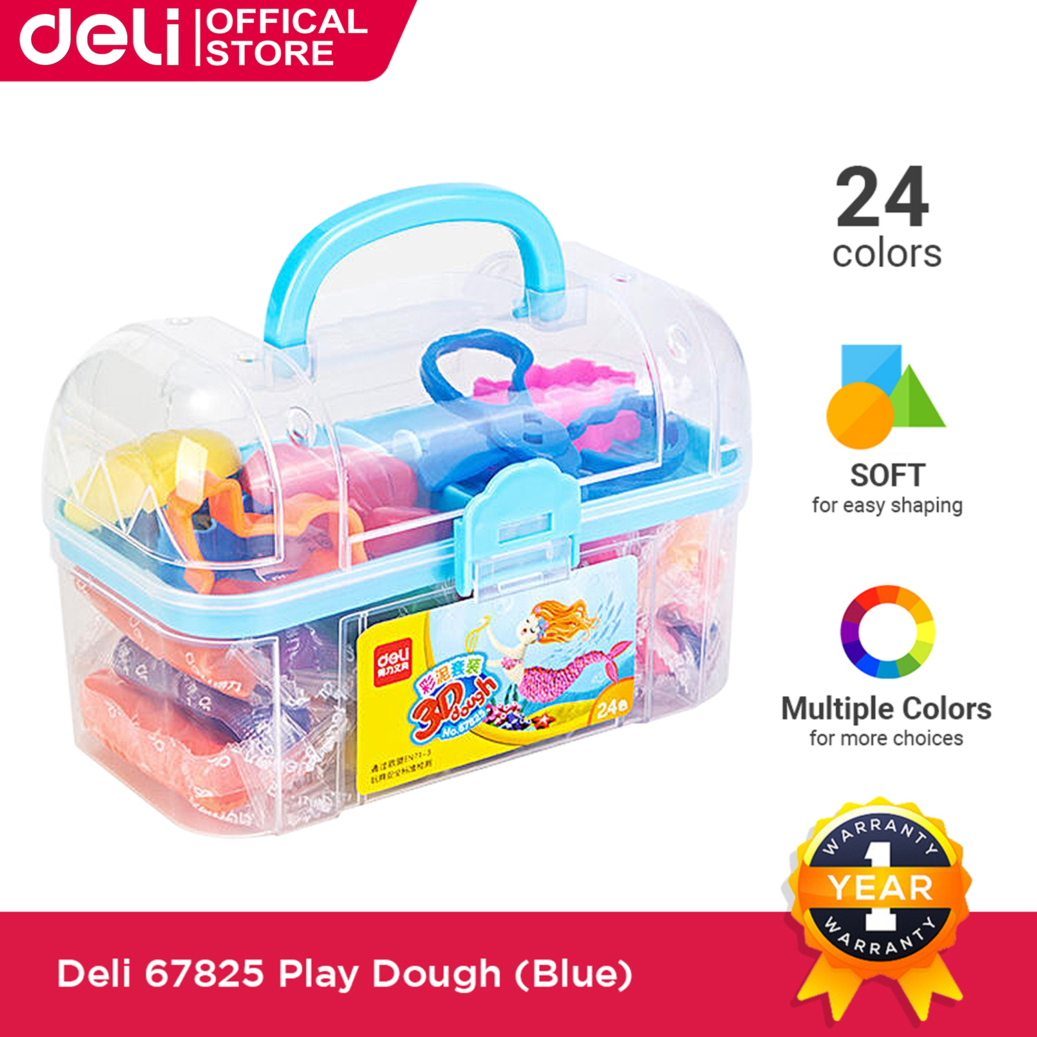 Deli 24 Colors Clay Dough Set For Kids Safe And Interesting Treasure Box Clay Set For Kids Color Mud 67825