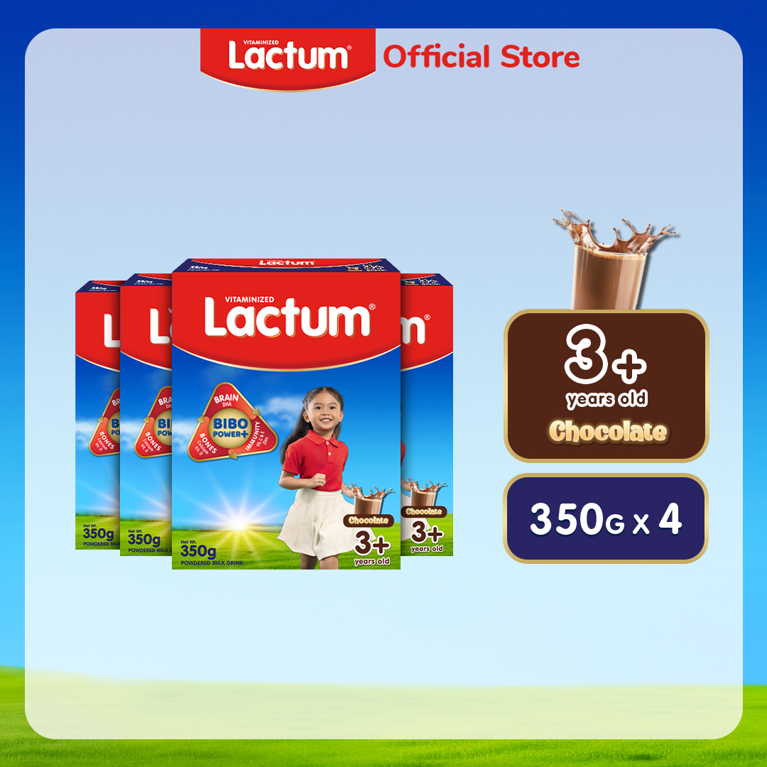 Lactum 3+ Chocolate Powdered Milk Supplement Drink for Children / Kids 3+ Years Old 1.4kg (350g x 4)