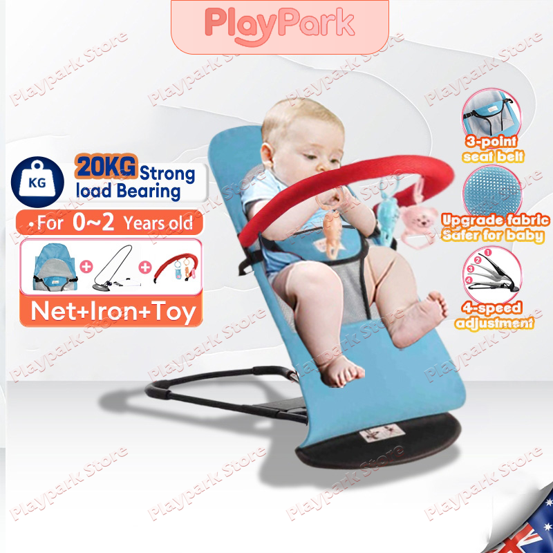 Playpark Rocking Chair for Baby Pro Upgraded Style Foldable Bouncer for Newborn with Music & lighting & Toy