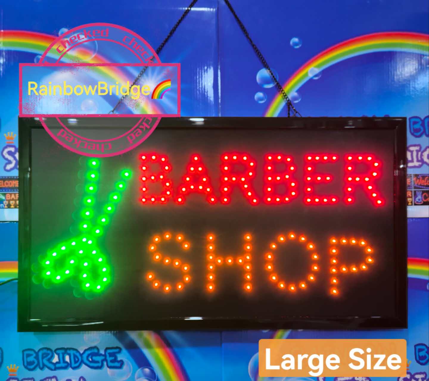 BARBER SHOP - RAINBOW BRIDGE LED SIGNAGE (New-Small-Large) #SIZE: W48cm & W60cm BIG #664