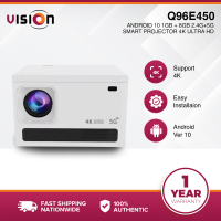 Vision Q96E450 4K Ultra HD 5G Smart Projector with Android 10 1GB RAM 8GB ROM HDMI Bluetooth Portable Mini LCD LED Projector for Home Entertainment