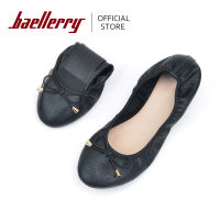 Baellerry High Quality Fashion Flat Shoes Womens Elegant And Comfortable Flats Bowknot Foldable Round Toe Leather loafers