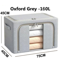 【BUG 1 TAKE 1】Ainossi 110L Large Capacity Transparent boxFoldable Storage Box for clothes PVC Nylon Waterproof and moisture-proof Sundries Organizer box Stackable megabox With Steel Frame Dual Zipper
