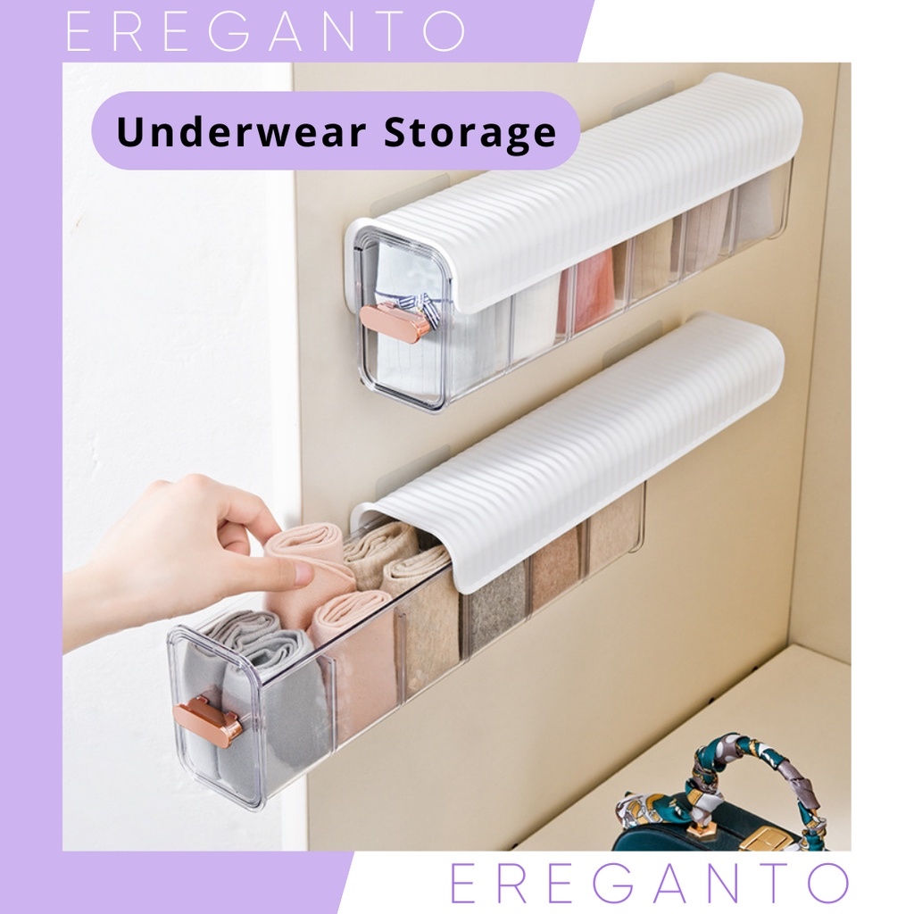 ‖ H storage ‖☢ Self-Adhesive Wall Mounted Storage Box Underwear Panties Socks Rack For Bedroom Eregantoshop