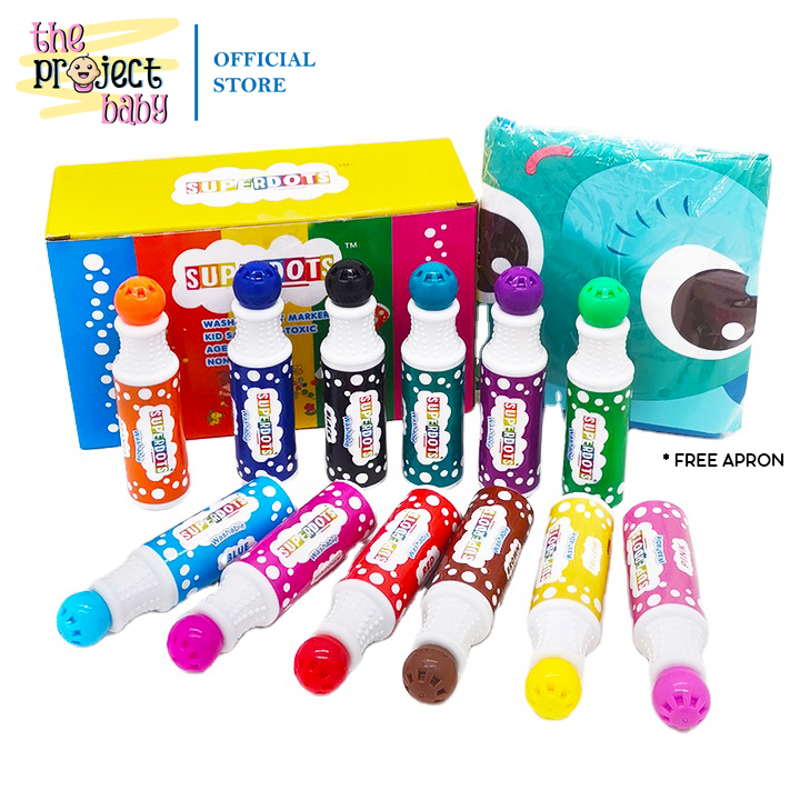 SUPERDOTS 12 colors Small Dot Marker/Dauber Markers Kid-safe Non-Toxic