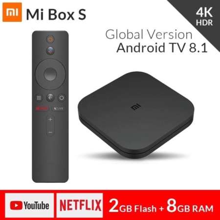 Xiaomi Mi Box S TV Box Android Streaming Media Player 4K Hdr Quad Core 64 Bit Android 8.1 2GB Ram + 8GB Rom with Google Assistant Remote Official International Version