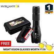 MorganStar Ultra Bright Zoom Flashlight with Free Night Vision Glasses