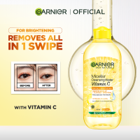 Garnier Vitamin C Brightening Micellar Water (125ml/400ml) – Makeup Remover  Cleanser Toner for Brightening Dark Spots Acne Marks Hyperpigmentation