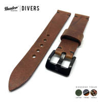 Hunter Tradition Divers Brown Leather Strap with Black Stitching 20mm