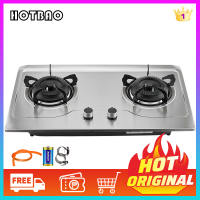 Stainless Steel Recessed Gas Stove Dual Burner with Free Hose 1.5m and Battery 71cm x 40cm