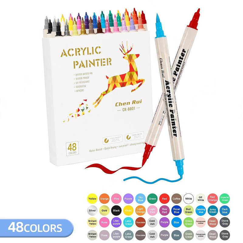 12/24/36/48colors Double Headed Acrylic Markers Colored Pen Color Pen Coloring Set Highlighter Pen Set