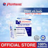 Partners Disposable Syringe with Needle 10cc/mL  -100 pcs (1 box)
