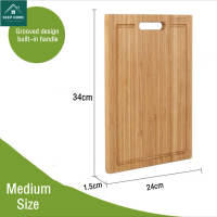 KeepHome Bamboo Wood Chopping Board Built in Handle Cutting Board Knife Board With Stainless Steel Handle