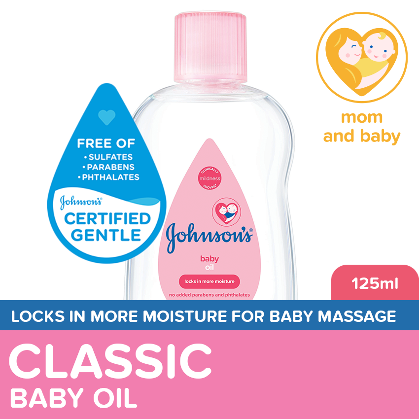 Johnsons Baby Oil 125ml- Newborn Baby Essentials Baby Care Baby Massage Oil Baby Oil for Newborn